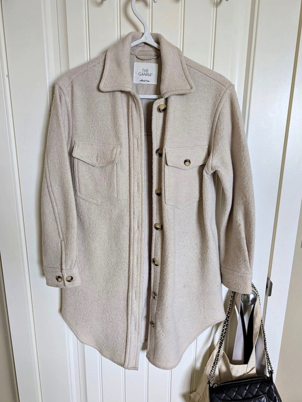 Wilfred Free The Ganna Jacket Fleece Shacket in Beige Long Version